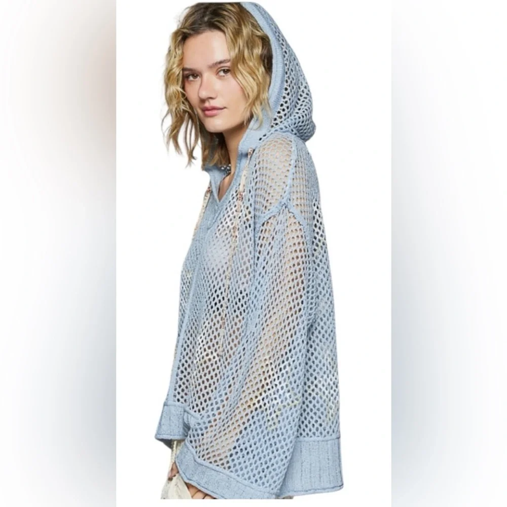 Hoodie Blue/GoldStars
Bohemian 
Long Sleeve 
Lite Knit
Pit-Pit 28”
24”Long
NWOT - Picture 3 of 9